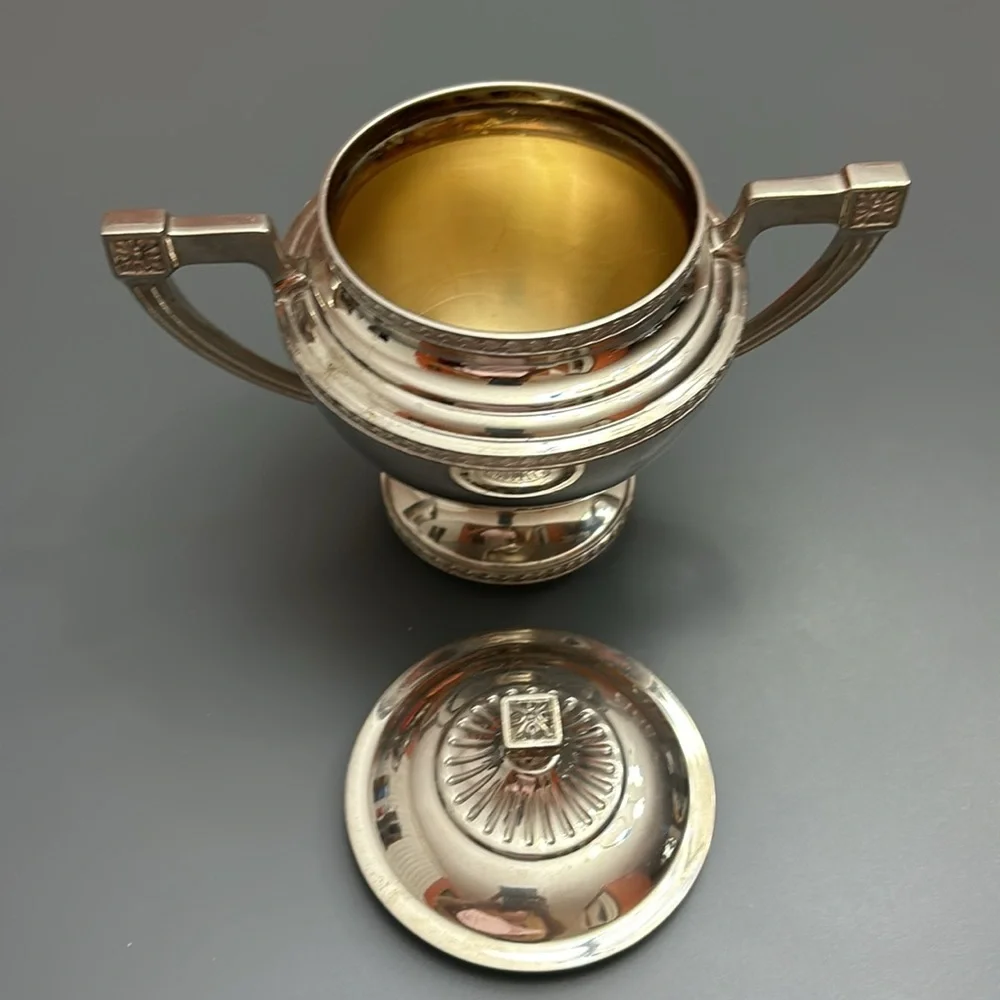 Vintage silverplated? creamer & sugar bowl set “Universal” made in USA art deco